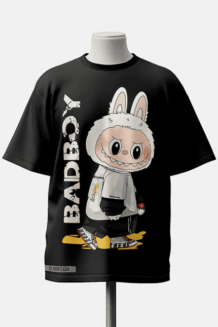 Labubu-Inspired Badboy Black Oversized T-Shirt