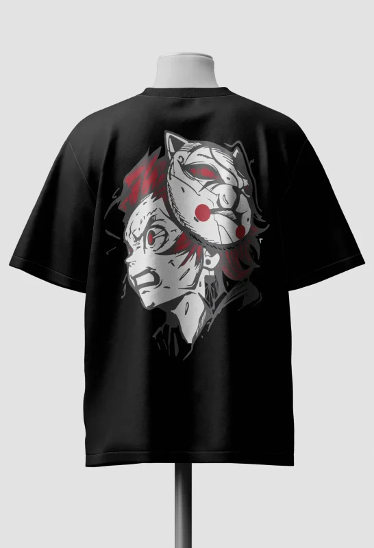 Demon Slayer Tanjiro Mask Oversized Anime T-Shirt
