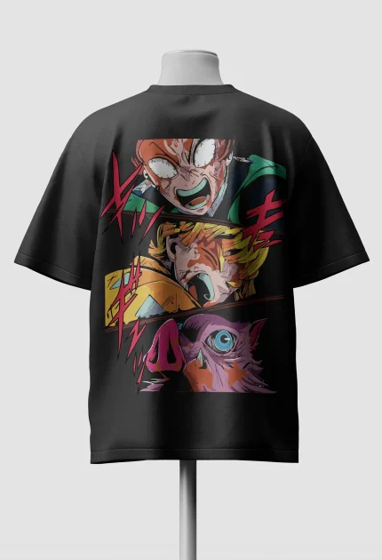 Demon Slayer Trio Oversized Anime T-Shirt back main