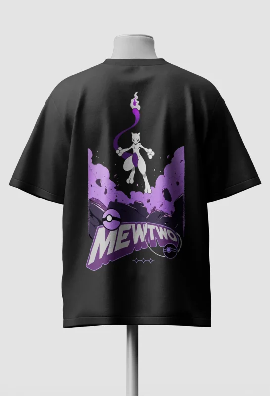 Mewtwo vs Mew Oversized Pokémon T-Shirt back
