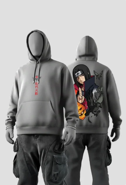 Itachi Uchiha Two Anime Hoodie Grey