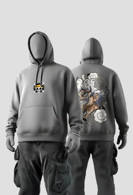 Luffy Gear 5 Once Piece Grey Hoodie