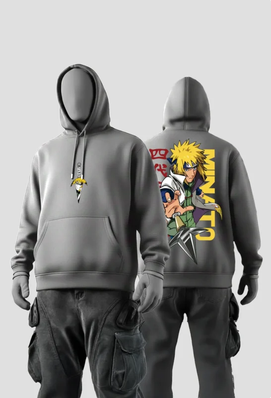 Minato Namikaze Anime Hoodie grey