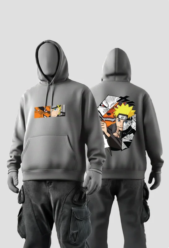 Naruto Kurama Hoodie Grey