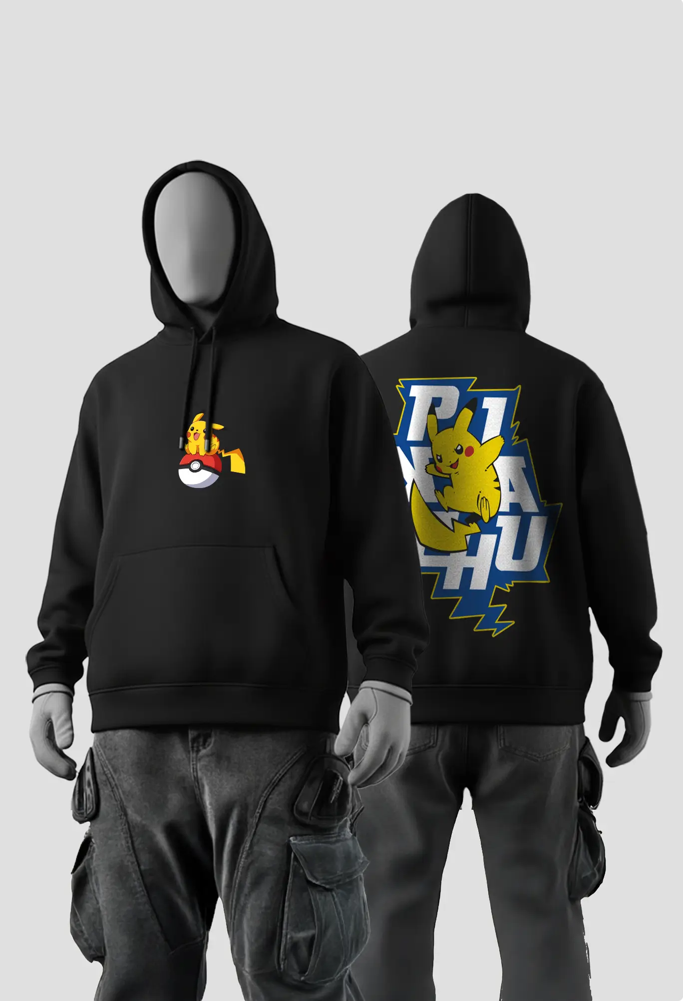 Pikachu Lightning Black Hoodie Pikachu Lightning Black Hoodie