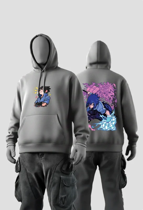 Sasuke Uchiha Hoodie grey
