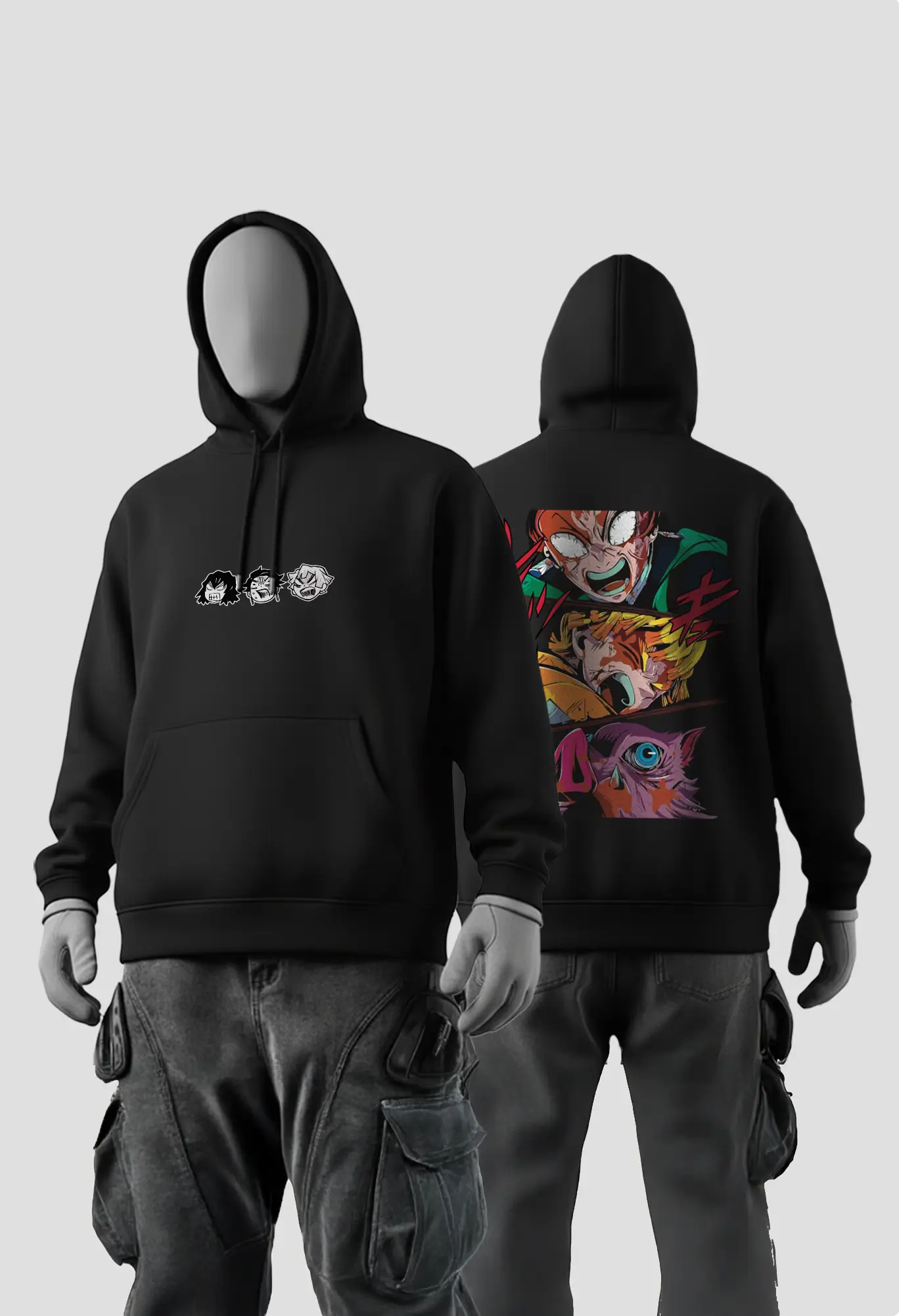 Demon slayer Trio Black Hoodie Demon slayer Trio Black Hoodie