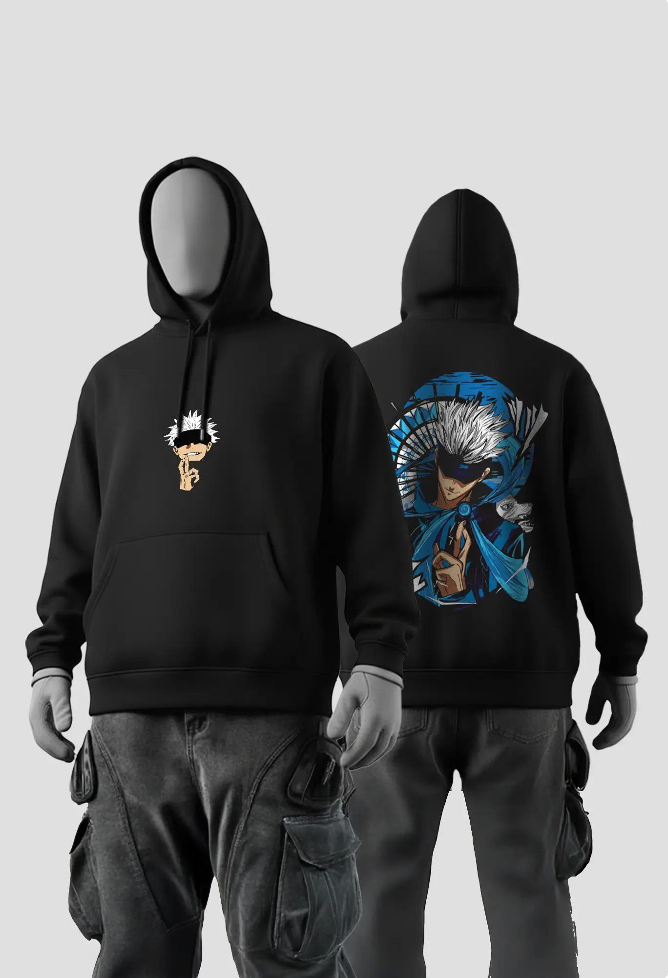 Gojo Satoru 2 Anime Black Hoodies Gojo Satoru 2 Anime Black Hoodies