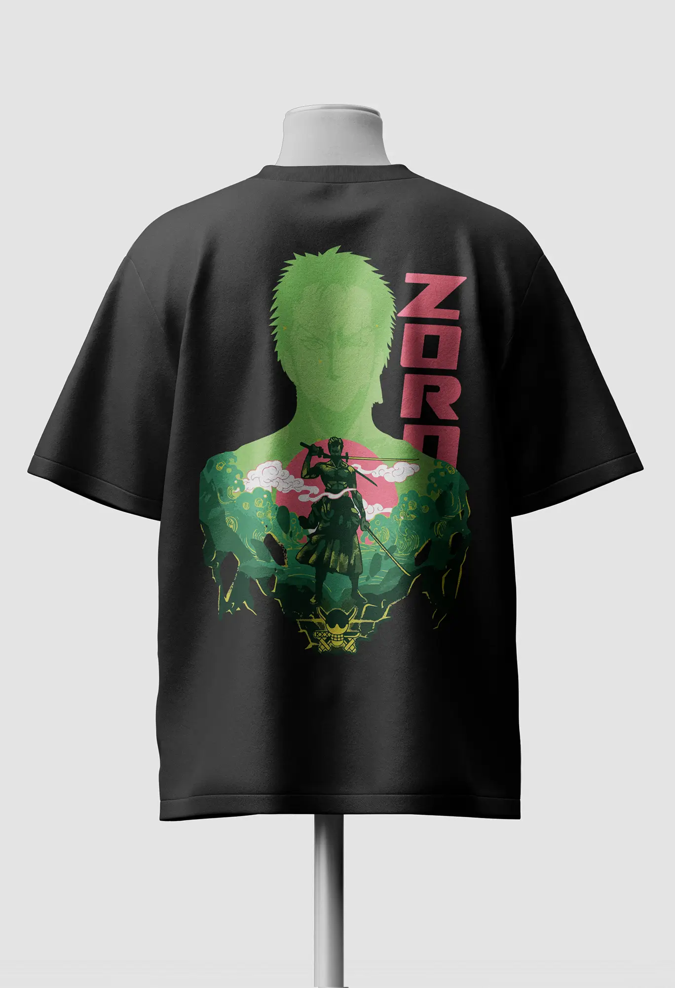 Roronoa Zoro One Piece oversized Shirt back Roronoa Zoro Oversized Anime T-Shirt - Image 1