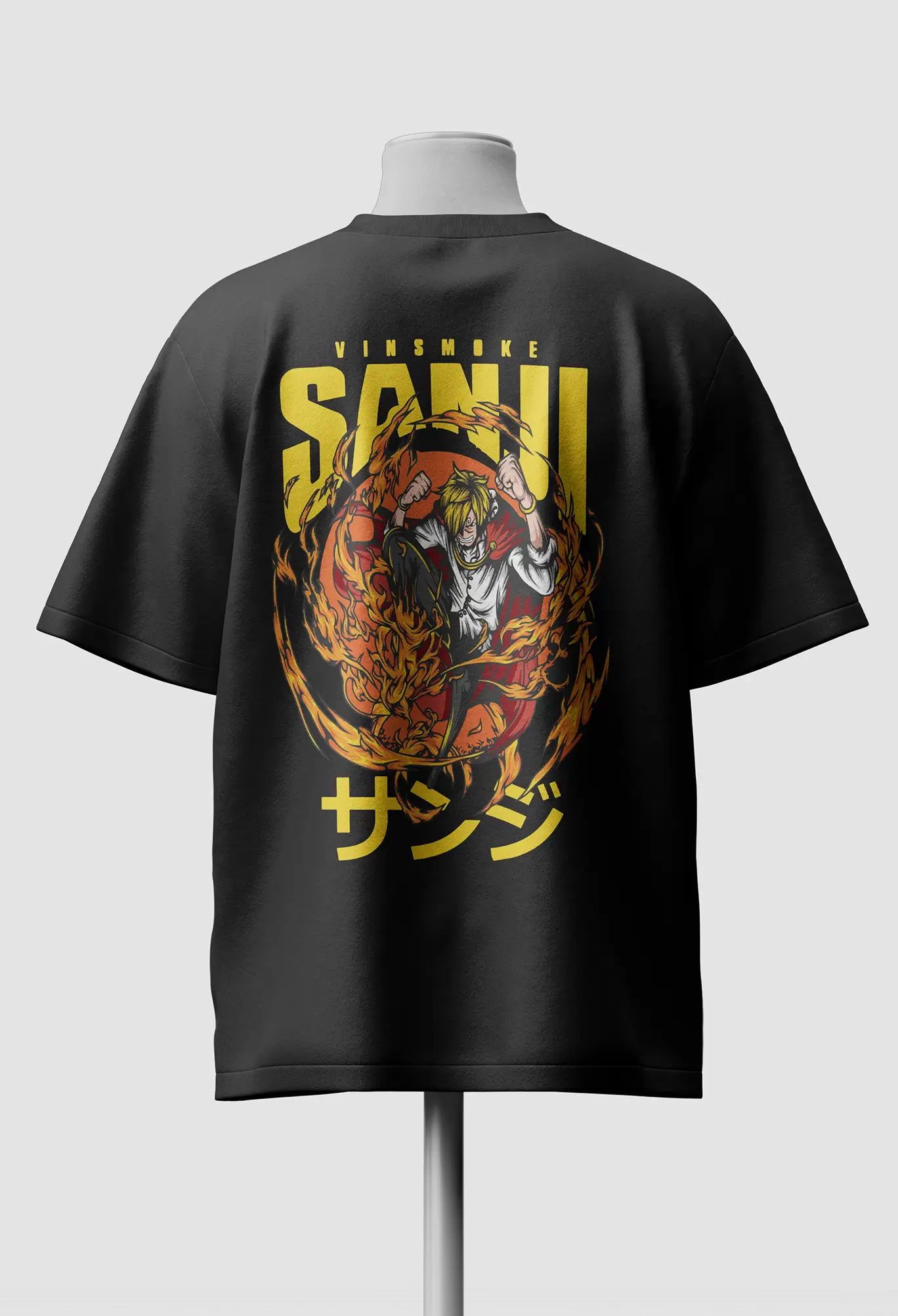Vinsmoke Sanji One Piece oversized Shirt back Vinsmoke Sanji Oversized Anime T-Shirt - Image 1
