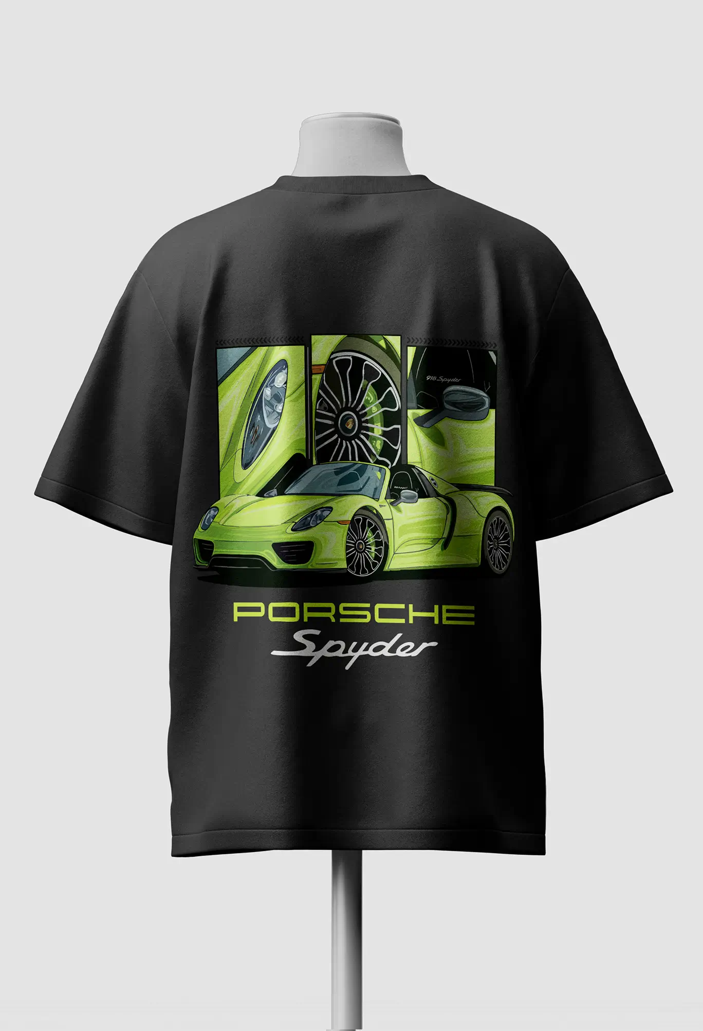 porsche black back.jpg Porsche Car Oversized T-shirt - Image 1