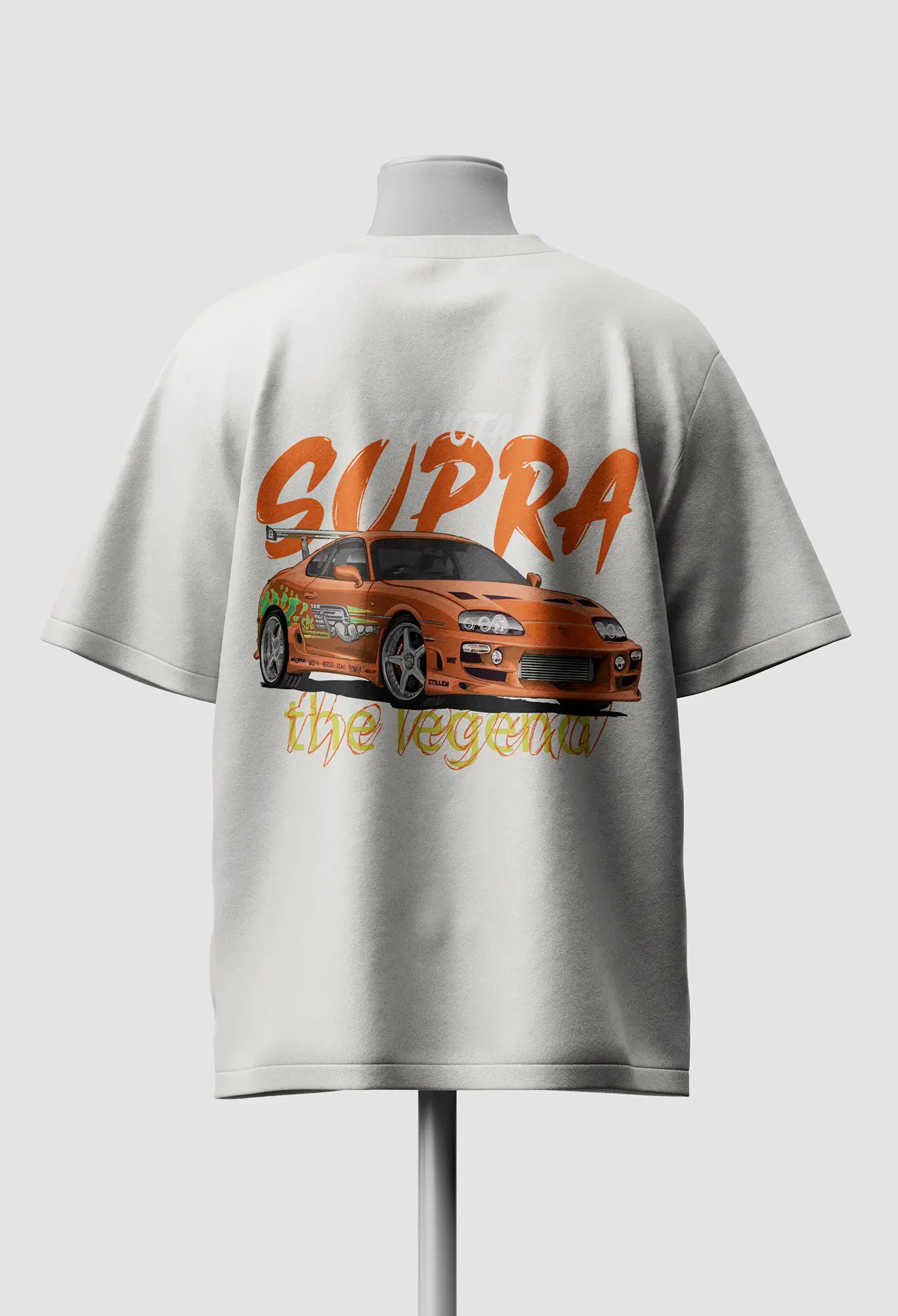 toyota supra white back.jpg Toyota Supra Oversized T-shirt - Image 1