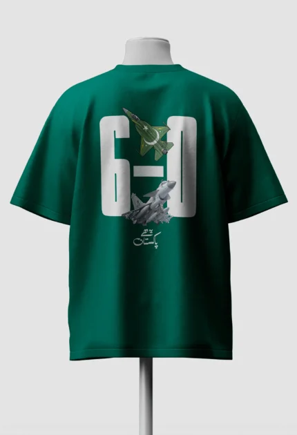 Yeh Hai Pakistan Urdu calligraphy on green oversized t-shirt, front chest print Back