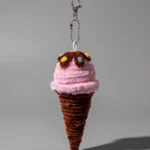 Pink Swirl Sunglasses Ice Cream Cone Keyring