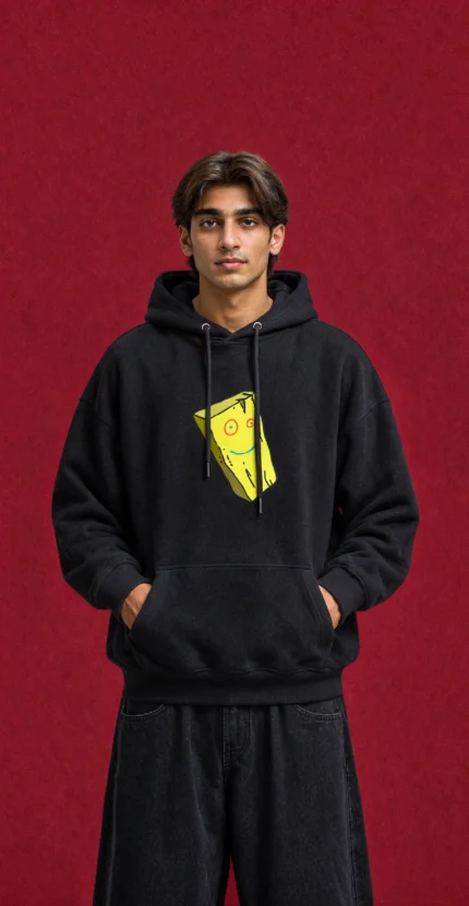 Plank Hoodie – front print on black hoodie