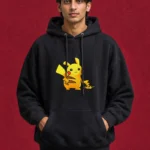 Pikachu Hoodie – front print on black hoodie