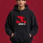 Jutsu It Hoodie – front print on black hoodie