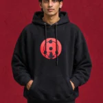 Itachi Sharingan Hoodie – front print on black hoodie