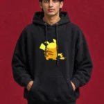 Pikachu Back Pose Hoodie – front print on black hoodie