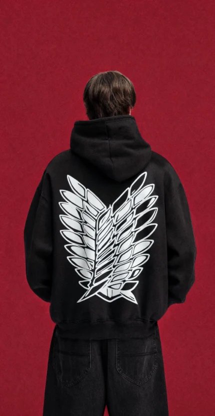 Scout Wings Outline Hoodie – back print on black hoodie